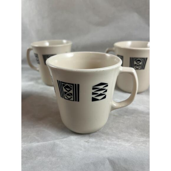Corelle Corning Tribal Spirit Cups Mugs Set of 4  Aztec Design Mid Century - Picture 4 of 9